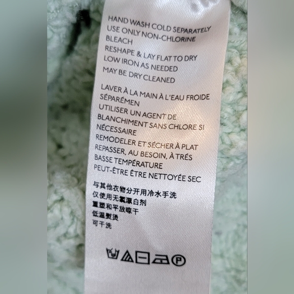 Free People Merry Go Round Cable Knit Sweater Women's XS Mint Oversized Cropped - Picture 11 of 13